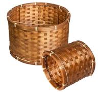 Lot de 2 abat-jours cylindriques en bambou, aspect rotin, pour suspensions, plafonniers, lampadaires, 30 cm et 16 cm, marron bambou