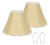 Lot de 2 abat-jours festonnés dorés de 15,5 cm de haut x 33 cm de bas x 24,9 cm de haut, abat-jour en cloche pour lampadaires, lampes de table, abat-jour moyen avec bord pétale tressé, supports de