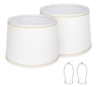 Lot de 2 abat-jours pour lampes de table, lampadaires, abat-jours en tissu blanc de 11,6 pouces de haut x 32,6 cm de bas x 9,8 pouces de haut, abat-jour de tambour (réglage du lustre),