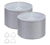 Lot de 2 abat-jours tambour for lampes de table 30,5 x 30,5 x 20,3 cm, en lin, montage facile, avec adaptateurs E27 vers E26/E14(Gray)