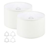 Lot de 2 abat-jours tambour for lampes de table 30,5 x 30,5 x 20,3 cm, en lin, montage facile, avec adaptateurs E27 vers E26/E14(Beige)