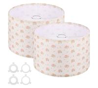 Lot de 2 abat-jours tambour for lampes de table 30,5 x 30,5 x 20,3 cm, en lin, montage facile, avec adaptateurs E27 vers E26/E14(Floral)