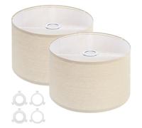 Lot de 2 abat-jours tambour for lampes de table 30,5 x 30,5 x 20,3 cm, en lin, montage facile, avec adaptateurs E27 vers E26/E14(Cream)