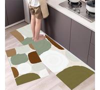 Lot de 2 Abstraction Moderne Tapis de Sol Anti-Fatigue pour Décoration de la Maison et du Bureau - Imperméables, antidérapants et Confortables (Blocs De Couleur Ovales 43x75cm+43x150cm)