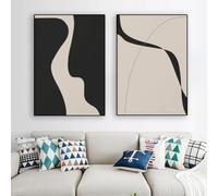 Lot de 2 Abstrait Galerie Ligne Imprimer Poster Moderne Minimaliste Neutre Art Grand Noir Beige Art Peinture à L'Huile Décoration de Bureau Salon à la Maison - 50 * 70Cm (Impression Sans Cadre)