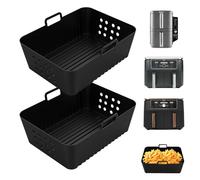 Lot de 2 accessoires Airfryer 19 x 14 x 8 cm pour Ninja Foodi Max Dual Zone Af400eu Af300eu 9,5 l, en silicone, Ninja pour Foodi Max Double Stack Sl400eu, moule en silicone pour friteuse à air chaud