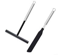 Lot de 2 Accessoires Crêpière 304 avec Spatule Silicone - Outils Cuisine pour Répartir Pâte Uniformément - Ustensiles Antiadhésants pour Crêpes Galettes Tortillas - 34,5 cm et 19,5 cm