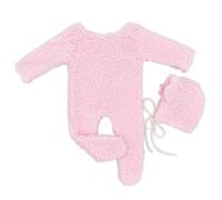 Lot de 2 accessoires de photographie pour bébé garçon et fille - Combinaison unisexe avec oreilles d'ours et chapeau à pied - Accessoires de photographie nouveau-né - Combinaison en peluche sur le