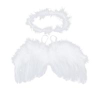 Lot de 2 accessoires de photographie pour nouveau-né avec ailes d'ange en plumes et aile pour cheveux - Décoration pour bébé - Blanc - Accessoires de photographie pour nouveau-né