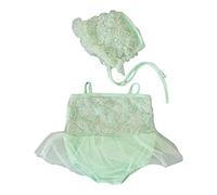 Lot de 2 accessoires de photographie pour nouveau-né fille avec chapeau en dentelle et robe