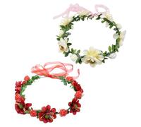 Lot De 2 Accessoires Pour Cheveux Guirlande De Fleurs, Bandeaux De Fleurs Pour Femmes, Accessoires Pour Cheveux De Fleurs Pour Filles, Couleur Champagne)