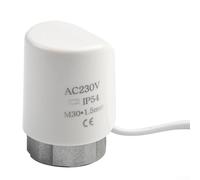 Lot de 2 actionneurs thermiques électriques pour vannes de chauffage au sol et de radiateur, AC 230 V, filetage M30 × 1,5 mm, poussée 110N, boîtier PC, fonctionnement de 3 à 5 minutes, blanc