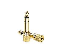 Lot de 2 Adaptateur Jack 6.35mm Mâle vers 3.5mm Femelle Audio Jack 6.35 3.5 Plaqué Or