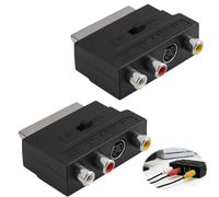 Lot de 2 Adaptateur Péritel vers 3X in Out + Adaptateur S-Vidéo S-VHS AV Audio Vidéo, commutateur IN/OUT audio vidéo analogique, connecteurs AV composite 3 RCA stéréo, adaptateur SCART pour TV