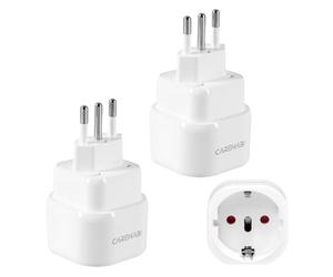 Lot de 2 Adaptateur Prise Italienne, Voyage Prise Type L Douille, Tour Convertisseur IT, Base Adaptateur pour UE vers Uruguay, Chili, Éthiopie, Italie, Libye, Syrie