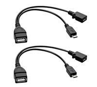 Lot de 2 adaptateurs 2 en 1 Micro USB vers USB (câble OTG + câble d'alimentation) pour FireStick, adaptateur OTG pour Amazon Fire TV Stick 2 TV 3 4K Samsung Android Micro (Noir)