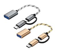 Lot De 2 Adaptateurs 2 en 1 Type-C/Micro vers USB, CâBle Adaptateur USB OTG 2 en 1 Android, Adaptateur USB, pour Macbook, Android, Huawei, Millet, Samsung, Etc. (Gris + Or)