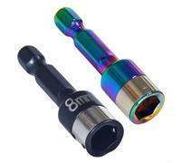 Lot de 2 adaptateurs à douille hexagonale 8 mm avec manchon à bille en acier non magnétique, extension de foret en métal pour visseuses à percussion, outils électriques