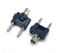 Lot de 2 adaptateurs BNC mâle/femelle vers double rangée de 4 mm pour testeurs, instruments RF et connexion de câble coaxial - Qualité industrielle avec construction en métal et ABS (mâle)