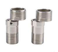 Lot de 2 adaptateurs d'angle télescopiques réglables en acier inoxydable avec pivot à 360 degrés pour les luminaires de plomberie de salle de bain Finition argentée Connexion à vis excentrique (longue