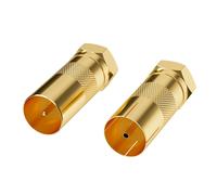 Lot de 2 adaptateurs d'antenne plaqués or-1 fiche F vers fiche d'antenne IEC et 1 fiche F vers prise d'antenne IEC-Kit d'adaptateurs de qualité supérieure pour connecteur d'antenne coaxial