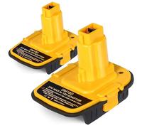 Lot de 2 adaptateurs de batterie DM18D avec port USB - Convertisseurs compatibles avec Dewalt 20 V ou compatible avec batterie Li-ion Mil-Waukee 18 V pour fonctionner avec des outils électriques 18 V