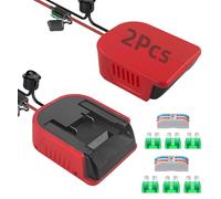 Lot de 2 adaptateurs de batterie Einhell 18 V, pour adaptateur Einhell Power Wheel, convertisseur de chargeur DIY pour station d'alimentation de batterie Einhell, kit de conversion avec interrupteur
