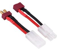 Lot de 2 adaptateurs de Batterie Japonais 13,5 mm - Fiche mâle vers Prise Femelle T-Dean - Connecteurs à Haute Tension - Fiche dorée - Câble 14 AWG de 5 cm -pour modélisme et RC