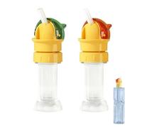 Lot de 2 adaptateurs de bec de bouteille d'eau avec paille - En silicone - Avec paille - Bouchon de bouteille d'eau pour enfants - Vert et rouge