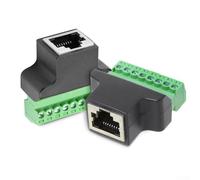 Lot de 2 adaptateurs de borne à vis vert pour connecteur RJ45, femelle vers bornier 8 broches, compatible avec câbles Ethernet Cat5/Cat5e/Cat6/Cat7