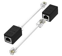 Lot de 2 adaptateurs de câble Jack vers Ethernet, RJ45 8P8C Femelle vers RJ11 6P4C mâle pour Service téléphonique Fixe