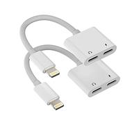 Lot de 2 adaptateurs de casque audio double prise Lightning 2 en 1 pour iPhone - Câble auxiliaire certifié Apple MFI - Pour 14 13 12 11 Pro Max Mini 7 8 Plus X XS XR iPad Musique