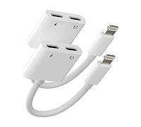Lot de 2 adaptateurs de casque audio Lightning double prise iPhone (2 en 1) - Aux vers chargeur rapide - Répartiteur Apple MFI - Câble de charge rapide - Accessoire pour 14, 13, 12, 11 Pro Max, 8, 7