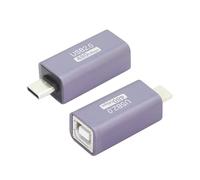 Lot de 2 adaptateurs de connecteur USB 2.0 type B à angle droit USB Type C mâle vers USB B (MIDI) femelle Adaptateur d'alimentation et d'extension de données Boîtier en alliage d'aluminium pour piano