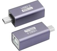 Lot de 2 adaptateurs de connecteur USB 2.0 type B, mini USB mâle vers USB B (MIDI) femelle, adaptateur d'extension de données, boîtier en alliage d'aluminium, pour piano électronique, imprimante