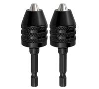 Lot de 2 adaptateurs de conversion de mandrin sans clé pour outils électriques à tige hexagonale de 1/4" - Porte-foret à changement rapide, capacité de 0,3 à 6,5 mm, construction en métal, lot de 2 (A