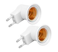 Lot de 2 adaptateurs de douille E27 avec interrupteur - V GEBY - Prise à vis en PVC - Blanc