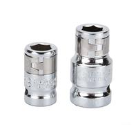 Lot de 2 adaptateurs de douille hexagonale de 3/8" et 1/2" vers douille hexagonale de 10 mm, porte-embouts en acier au chrome vanadium avec blocage à bille pour cliquets et barres d'alimentation