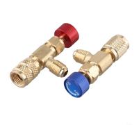 Lot de 2 adaptateurs de jauge CVC pour réfrigérant R22 R410 AC | Valve de sécurité en laiton pour réfrigérant - Port de charge compact - Design compact et peu encombrant pour plus de