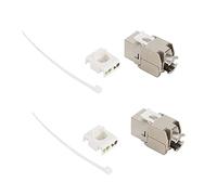 Lot de 2 adaptateurs de Module réseau RJ45 assemblés à sertir, Adaptateur réseau d'interface Femelle CAT7 10G, coupleur blindé en Alliage de Zinc avec Contacts plaqués Or pour
