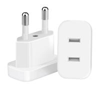 Lot de 2 adaptateurs de prise US vers EU, 2 broches, prise américaine, prise de voyage vers UE, Amérique, Mexique, Canada, Égypte, Espagne, Adaptateur vers EU, pour appareils avec bloc d'alimentation