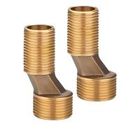 Lot de 2 adaptateurs de raccord S, 3/4" AG x 1/2" AG en laiton, pour robinet de douche décalé de 8 mm de longueur 75 mm, bras de rallonge, bras pivotant réglable, raccords de robinet pour salle de