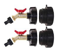 Lot de 2 adaptateurs de réservoir d'eau IBC, adaptateur de réservoir d'eau de 1000 L, adaptateur de réservoir d'eau de 60 mm, adaptateur de robinet IBC vers tuyau d'arrosage et connecteur