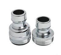 Lot de 2 adaptateurs de ventilation à eau pour lave-vaisselle et robinet, raccord double fileté en laiton avec élément filtrant, compatible avec robinets standard, argenté