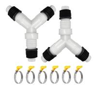 Lot de 2 adaptateurs de vidange pour machine à laver - Valve anti-retour - Raccord triple filetage - Raccord de machine à laver - Répartiteur en Y - Tuyau d'alimentation pour machine à laver et
