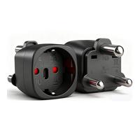 Lot de 2 adaptateurs de voyage Afrique du Sud, Afrique du Sud, adaptateur d'alimentation Afrique du Sud pour Afrique du Sud, Namibie, Mozambique, Bhoutan Noir