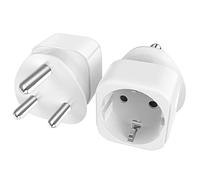 Lot de 2 adaptateurs de voyage Allemagne vers Afrique du Sud, type C/E/F vers type M, 16 A, 4000 W, pour Afrique du Sud, Eswatini, Sri Lanka, Ghana, Blanc