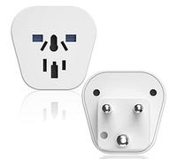 Lot de 2 adaptateurs de voyage universels vers l'Inde, petite UE 4,0 mm/UK/CH/IT/US/AU vers adaptateur de prise de type D, 2500 W pour Inde, Népal, blanc