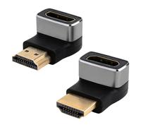 Lot de 2 adaptateurs HDMI 8K Ultra HD bidirectionnel 90° et 270° coudé HDMI mâle vers femelle 8K @ 60Hz 4K @ 120Hz 2.1 Adaptateur HDR VRR Dolby eARC 3D 48 Gbps pour PS5, Xbox, TV, PC, projecteur