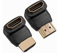 Lot de 2 adaptateurs HDMI vers HDMI, angle droit et coudé gauche; Adaptateurs HDMI mâle vers femelle 270 degrés/90 degrés plaqué or 270 / 90 Adaptateur HDMI 90/270